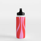 Mid Century Modern Retro Lounge Ogee Pattern in Preppy Pink and Red Water Bottle Gallery Image 3
