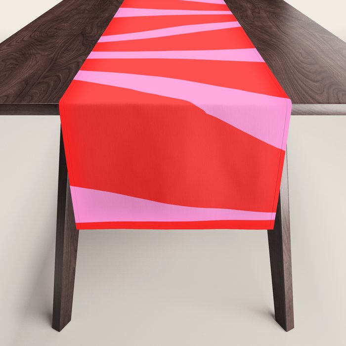Mid Century Modern Retro Lounge Ogee Pattern in Preppy Pink and Red Table Runner Gallery Image 1