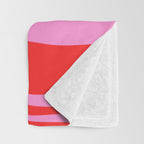 Mid Century Modern Retro Lounge Ogee Pattern in Preppy Pink and Red Throw Blanket Gallery Image 3