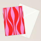 Mid Century Modern Retro Lounge Ogee Pattern in Preppy Pink and Red Stationery Card Gallery Image 2
