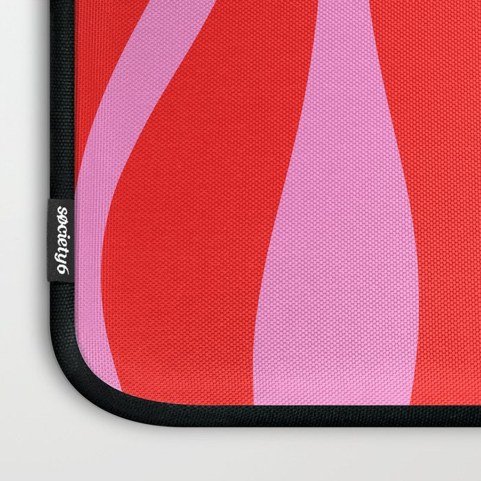 Mid Century Modern Retro Lounge Ogee Pattern in Preppy Pink and Red Laptop Sleeve Gallery Image 3