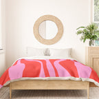 Mid Century Modern Retro Lounge Ogee Pattern in Preppy Pink and Red Duvet Cover Gallery Image 3