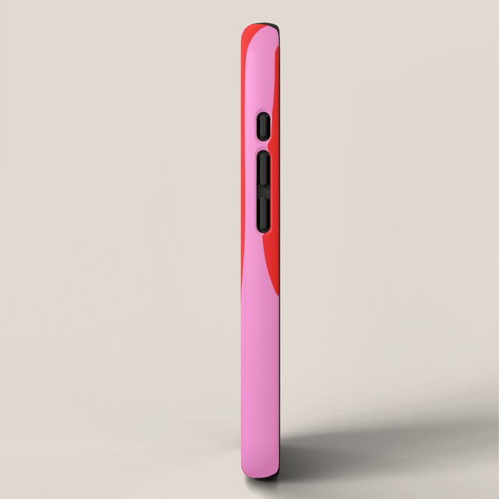 Mid Century Modern Retro Lounge Ogee Pattern in Preppy Pink and Red iPhone Case Gallery Image 2