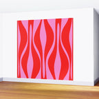 Mid Century Modern Retro Lounge Ogee Pattern in Preppy Pink and Red Wall Mural Gallery Image 2