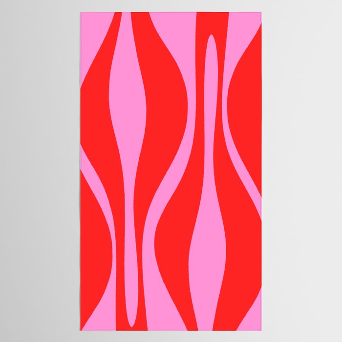 Mid Century Modern Retro Lounge Ogee Pattern in Preppy Pink and Red Tablecloth Gallery Image 2