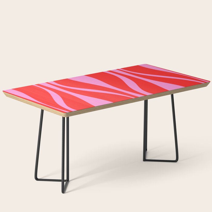 Mid Century Modern Retro Lounge Ogee Pattern in Preppy Pink and Red Coffee Table Gallery Image 1