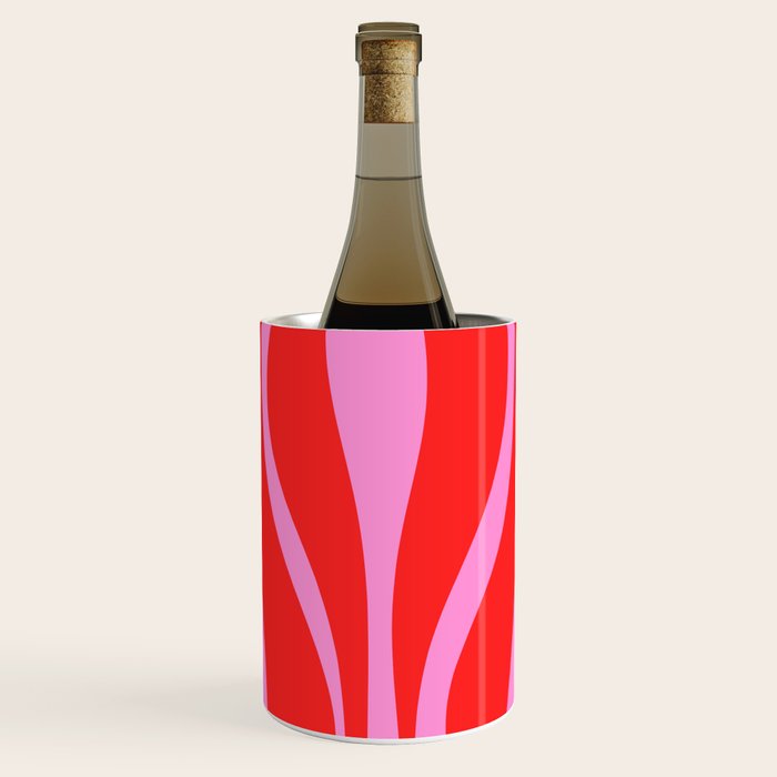 Mid Century Modern Retro Lounge Ogee Pattern in Preppy Pink and Red Wine Chiller Gallery Image 1