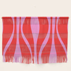 Mid Century Modern Retro Lounge Ogee Pattern in Preppy Pink and Red Wall Hanging Gallery Image 1