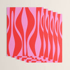 Mid Century Modern Retro Lounge Ogee Pattern in Preppy Pink and Red Wrapping Paper Gallery Image 3