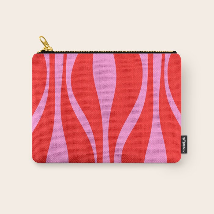 Mid Century Modern Retro Lounge Ogee Pattern in Preppy Pink and Red Carry All Pouch Gallery Image 1