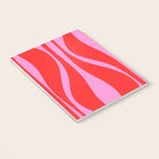 Mid Century Modern Retro Lounge Ogee Pattern in Preppy Pink and Red Notebook Gallery Image 3