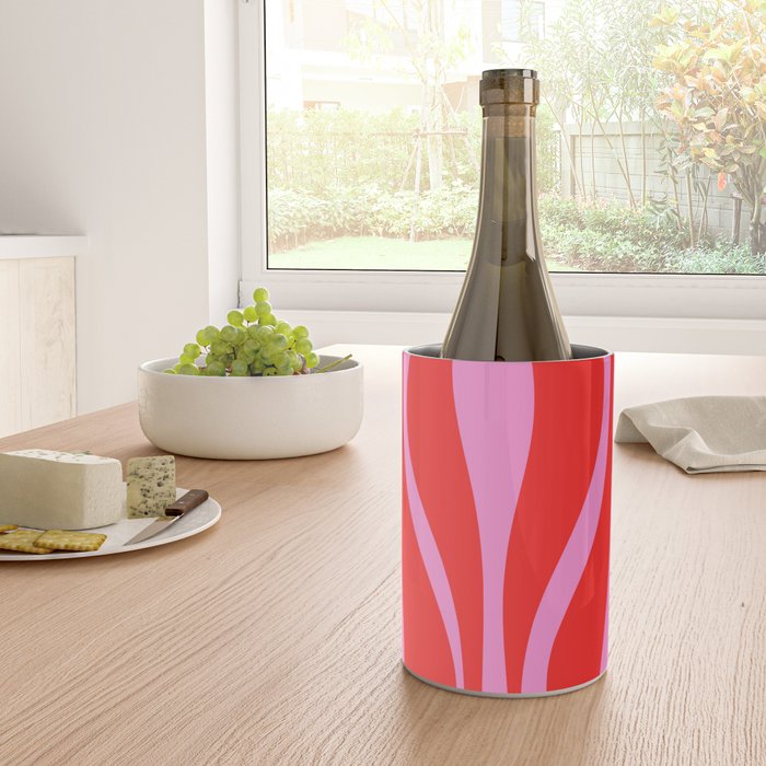 Mid Century Modern Retro Lounge Ogee Pattern in Preppy Pink and Red Wine Chiller Gallery Image 4