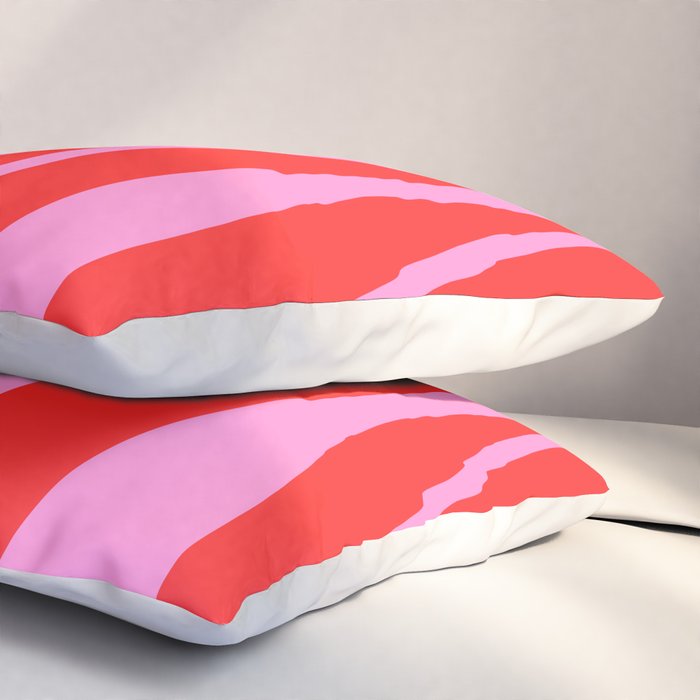 Mid Century Modern Retro Lounge Ogee Pattern in Preppy Pink and Red Pillow Sham Gallery Image 3