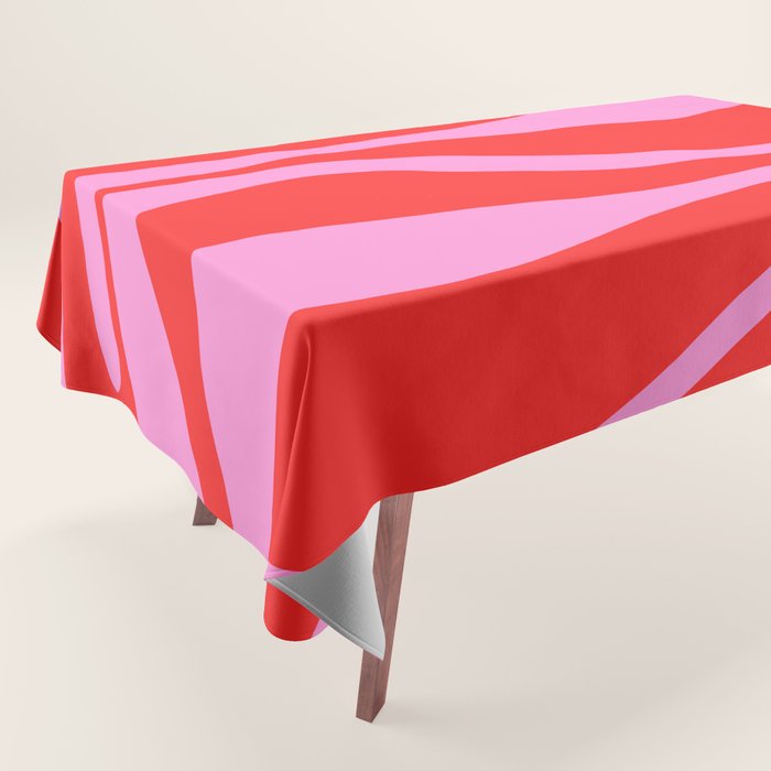 Mid Century Modern Retro Lounge Ogee Pattern in Preppy Pink and Red Tablecloth Gallery Image 1