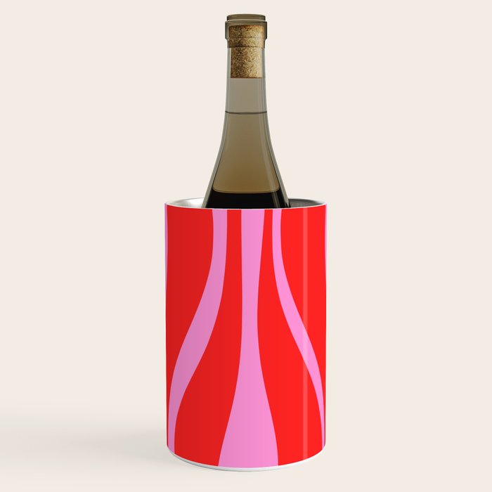 Mid Century Modern Retro Lounge Ogee Pattern in Preppy Pink and Red Wine Chiller Gallery Image 3