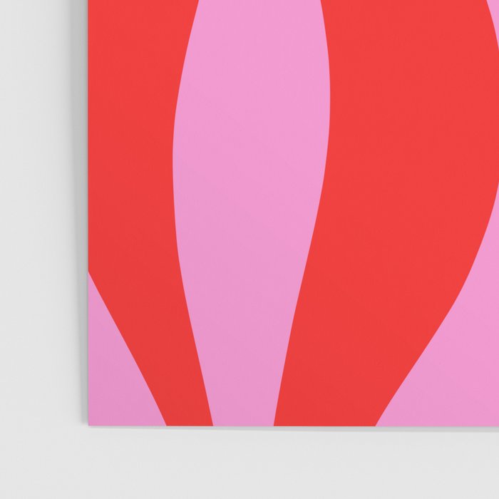 Mid Century Modern Retro Lounge Ogee Pattern in Preppy Pink and Red Poster Gallery Image 3