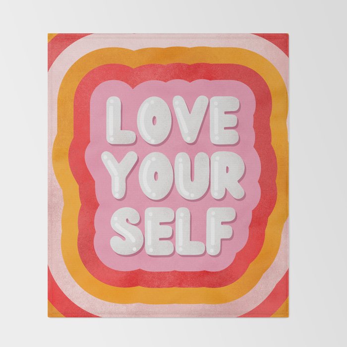 Love Yourself retro type Throw Blanket Gallery Image 2