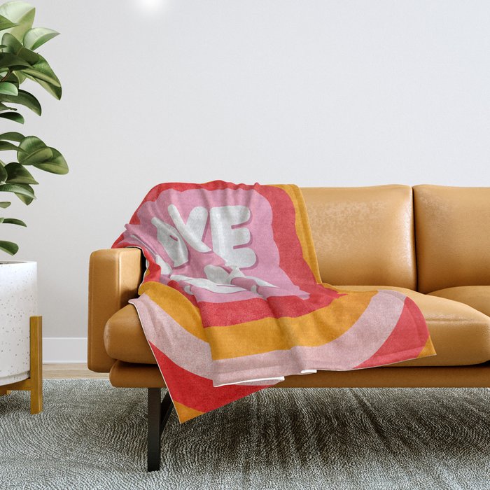 Love Yourself retro type Throw Blanket Gallery Image 1