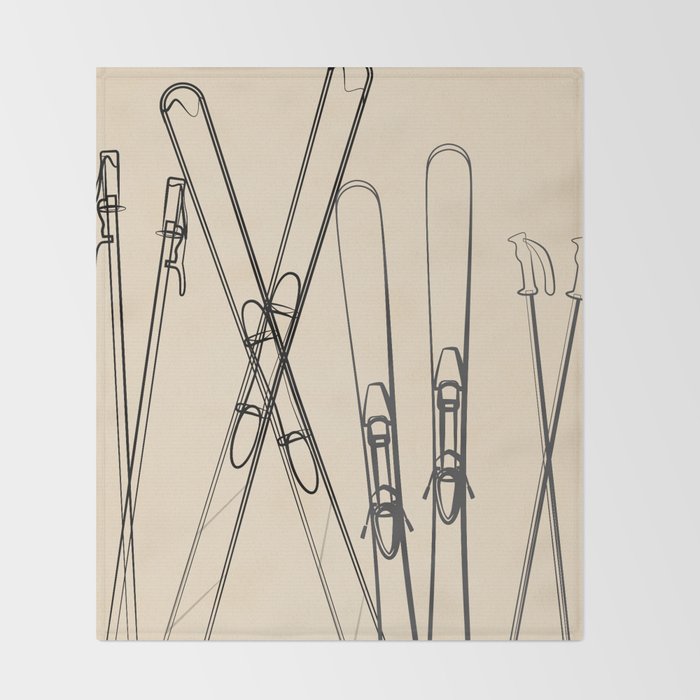 Minimal Skis 2 Throw Blanket Gallery Image 2