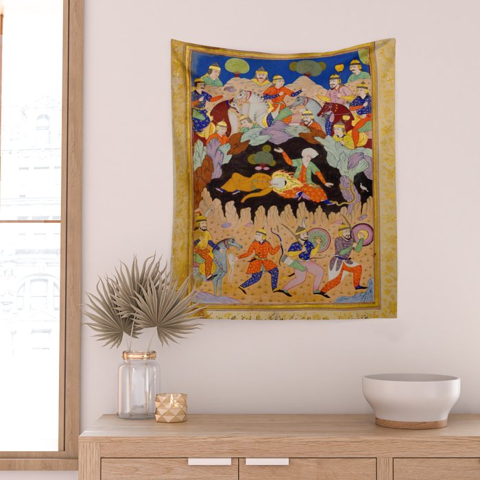 Sleeping in the hidden cave Islamic Antique Art  Wall Tapestry Gallery Image 2