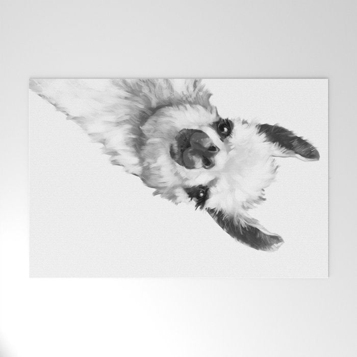 Sneaky Llama Black and White Welcome Mat Gallery Image 1