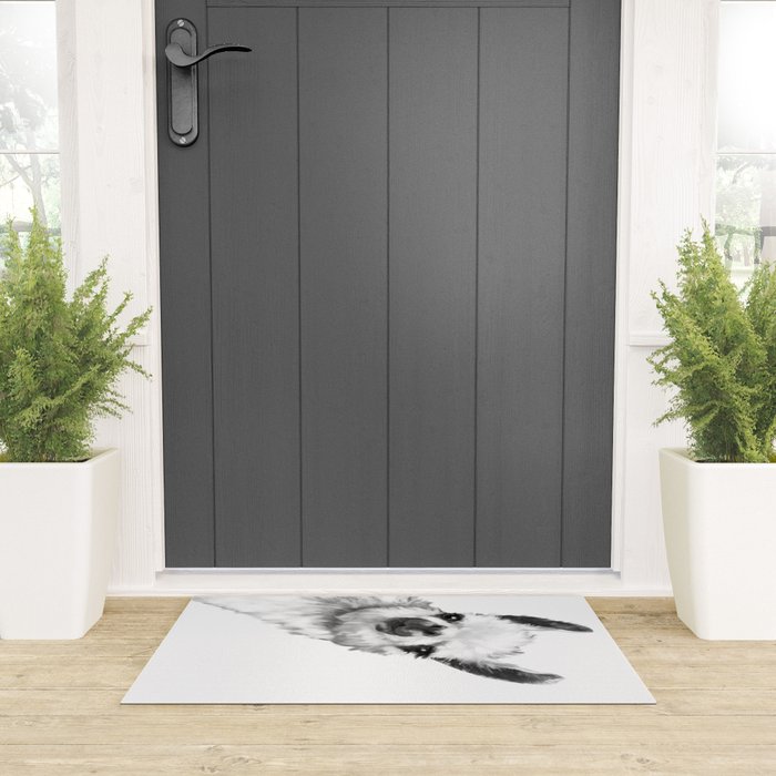Sneaky Llama Black and White Welcome Mat Gallery Image 3
