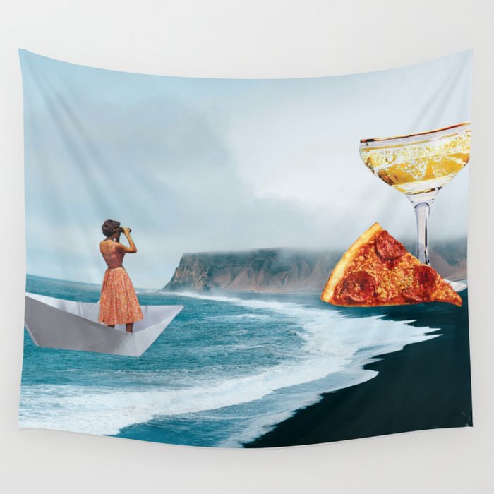Sighting (Champagne & Pizza) Wall Tapestry Gallery Image 1