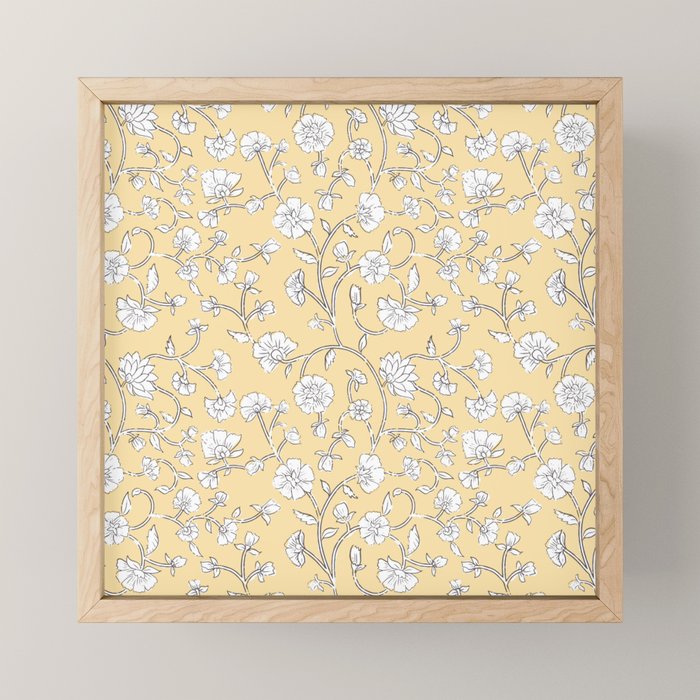Small Block Print Floral - Butter Mini Art Print Gallery Image 1