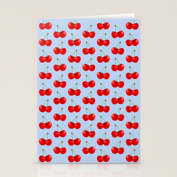 Y2K Cherries - Blue Pattern Large Stationery Card Gallery Image 2