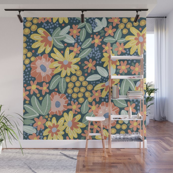 Alicia Blue Pattern Wall Mural Gallery Image 1