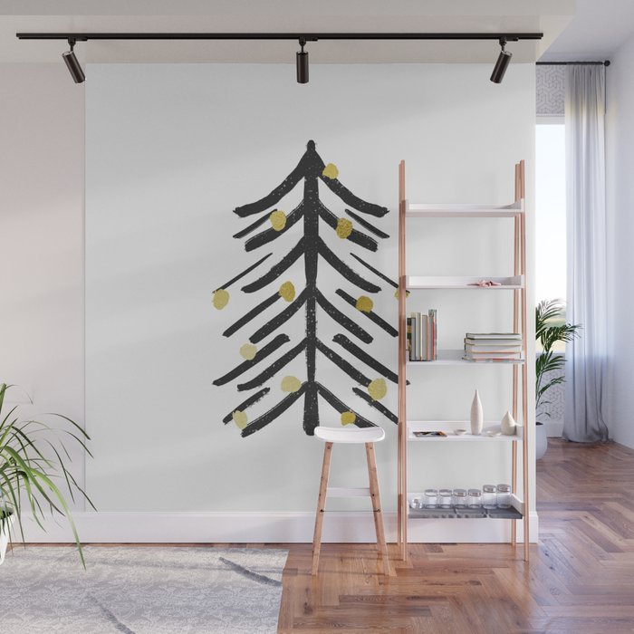 Black and gold spiky tree Wall Mural Gallery Image 1