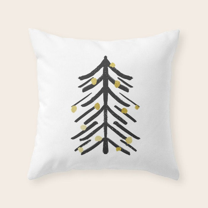 Black and gold spiky tree Throw Pillow Gallery Image 1