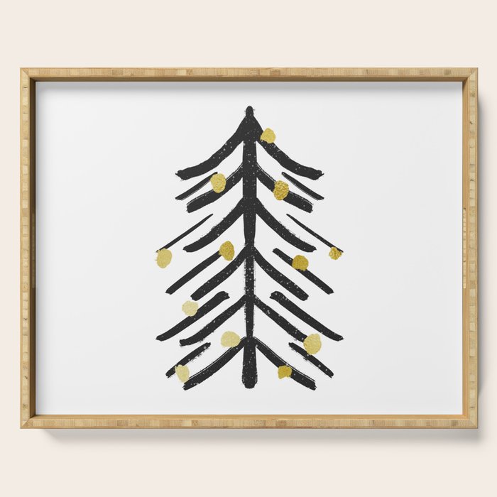 Black and gold spiky tree Serving Tray Gallery Image 1