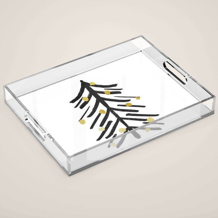Black and gold spiky tree Acrylic Tray Gallery Image 1