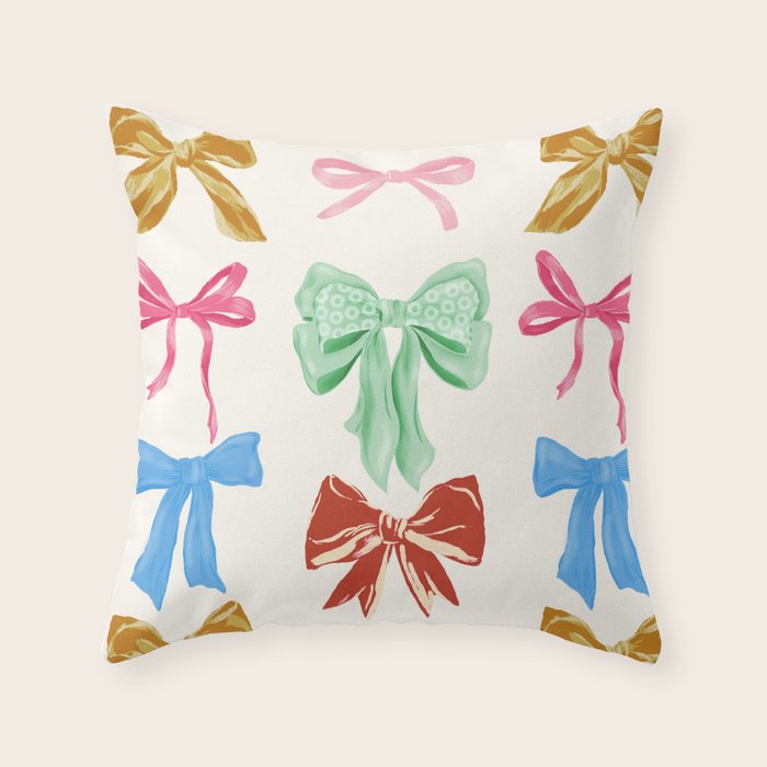 Holiday colorful bows Throw Pillow Gallery Image 6