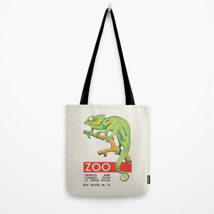 London Zoo Vintage Poster with Chameleon, 1935 Tote Bag Gallery Image 2