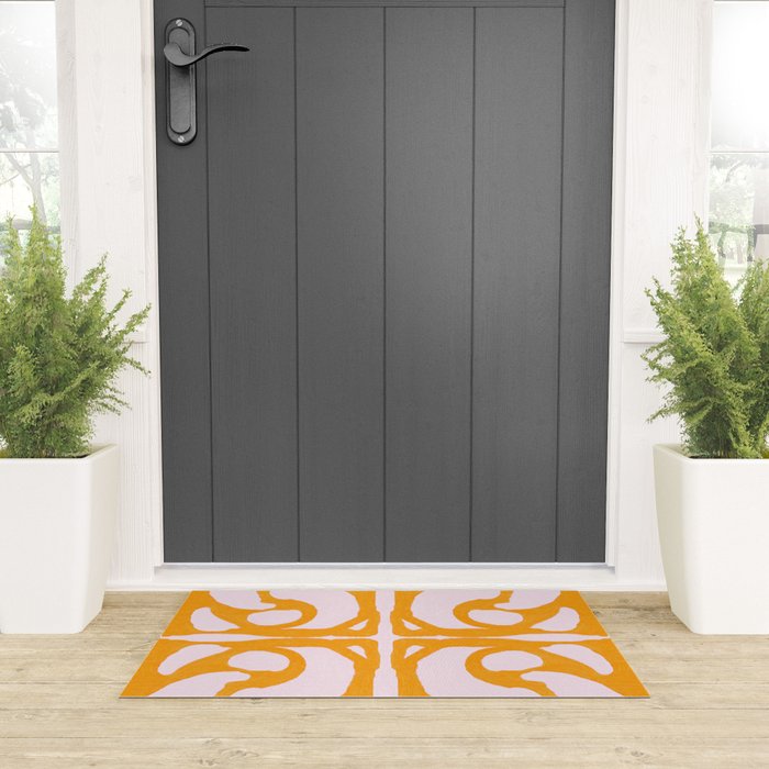 Abstract in Yellow and Cream Welcome Mat Gallery Image 3