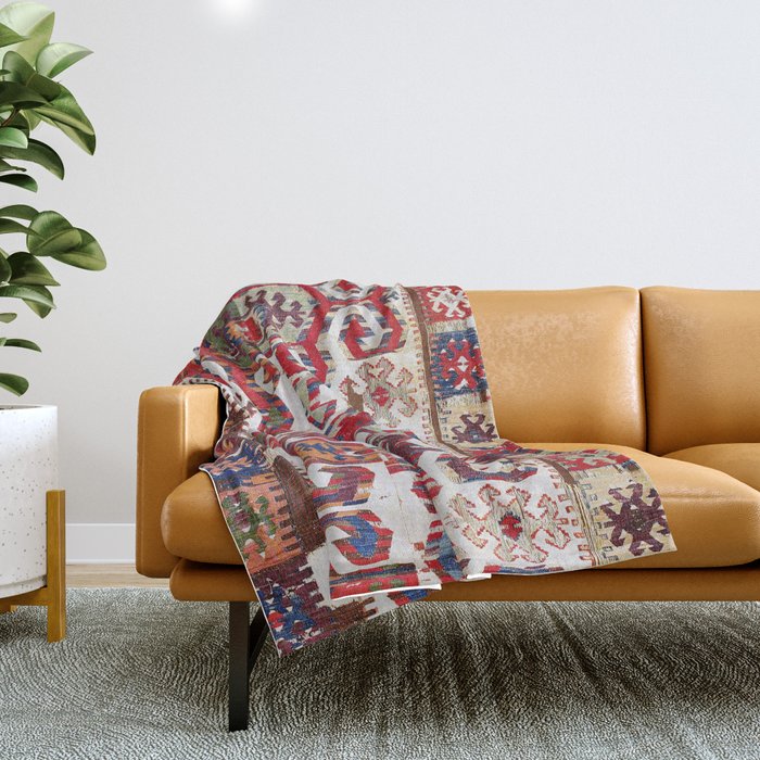 Saçikara Antique Tribal Turkish Kilim Throw Blanket Gallery Image 1