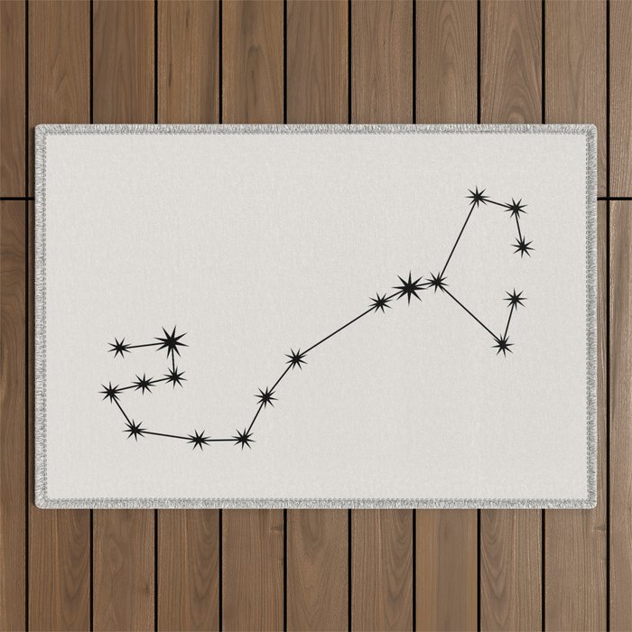 Scorpio Zodiac Star Constellation Line Art White Outdoor Rug Gallery Image 1