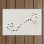 Scorpio Zodiac Star Constellation Line Art White Outdoor Rug Gallery Image 1
