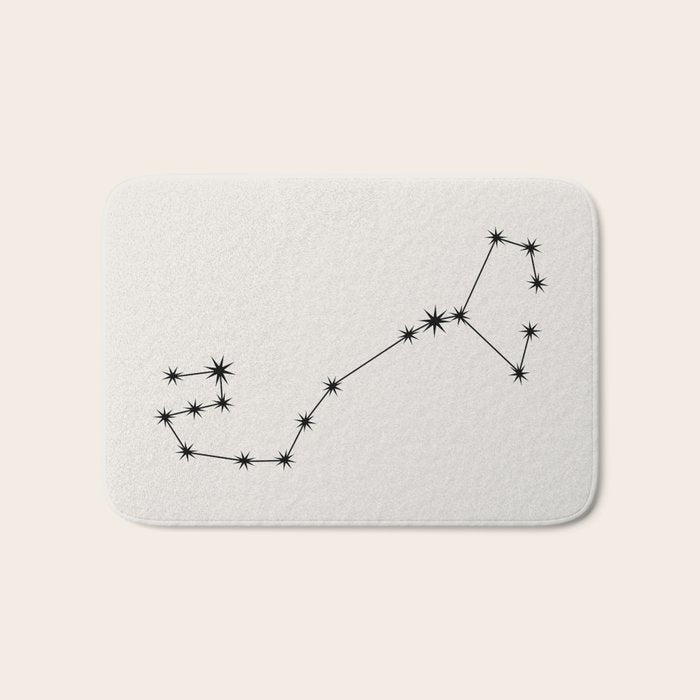 Scorpio Zodiac Star Constellation Line Art White Bath Mat Gallery Image 1