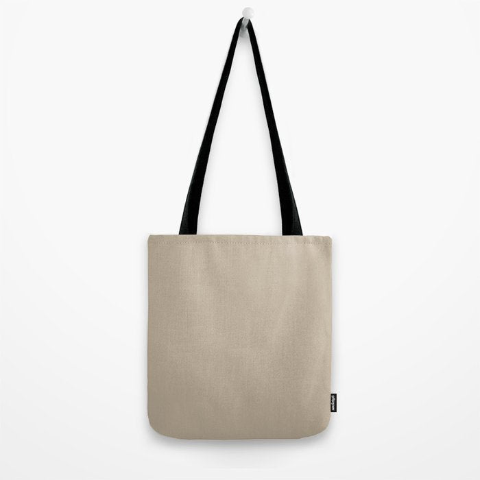 Oat Beige Solid Color Tote Bag Gallery Image 2