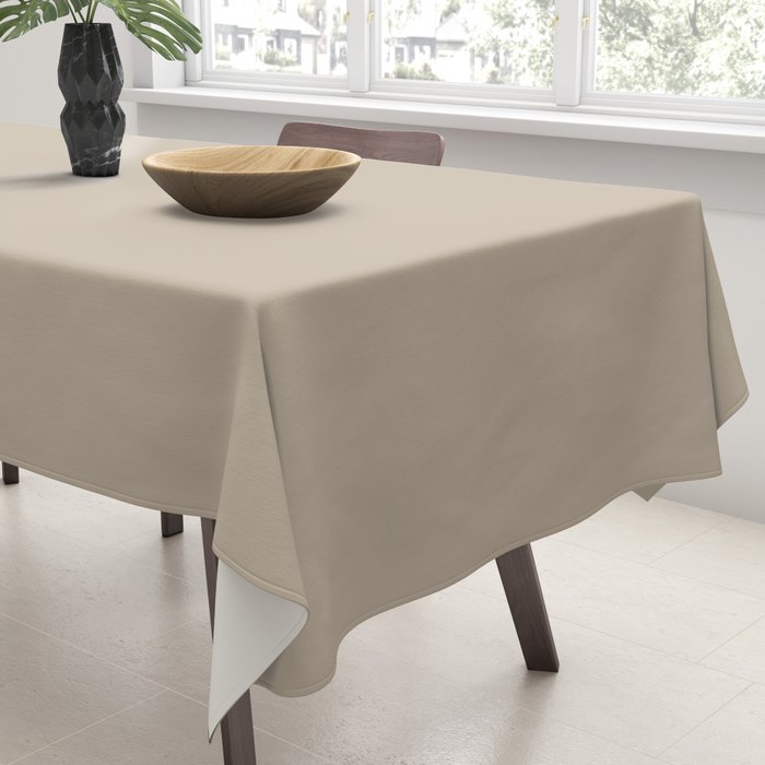Oat Beige Solid Color Tablecloth Gallery Image 3