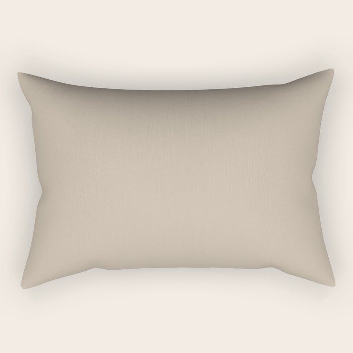 Oat Beige Solid Color Rectangular Pillow Gallery Image 2