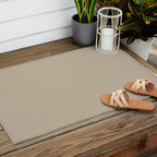 Oat Beige Solid Color Outdoor Rug Gallery Image 2