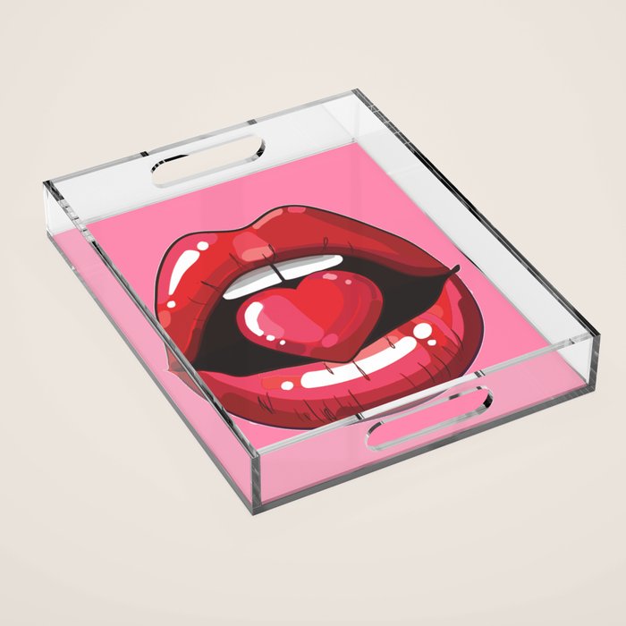 Red Lips with Heart Acrylic Tray Gallery Image 1