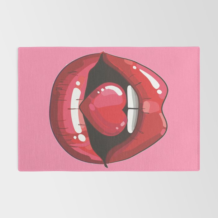 Red Lips with Heart Rug Gallery Image 2