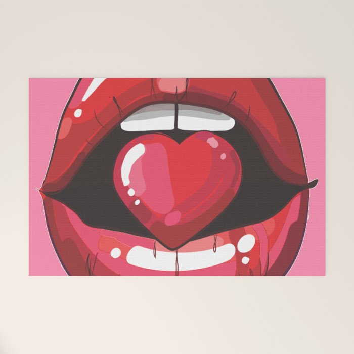 Red Lips with Heart Welcome Mat Gallery Image 1