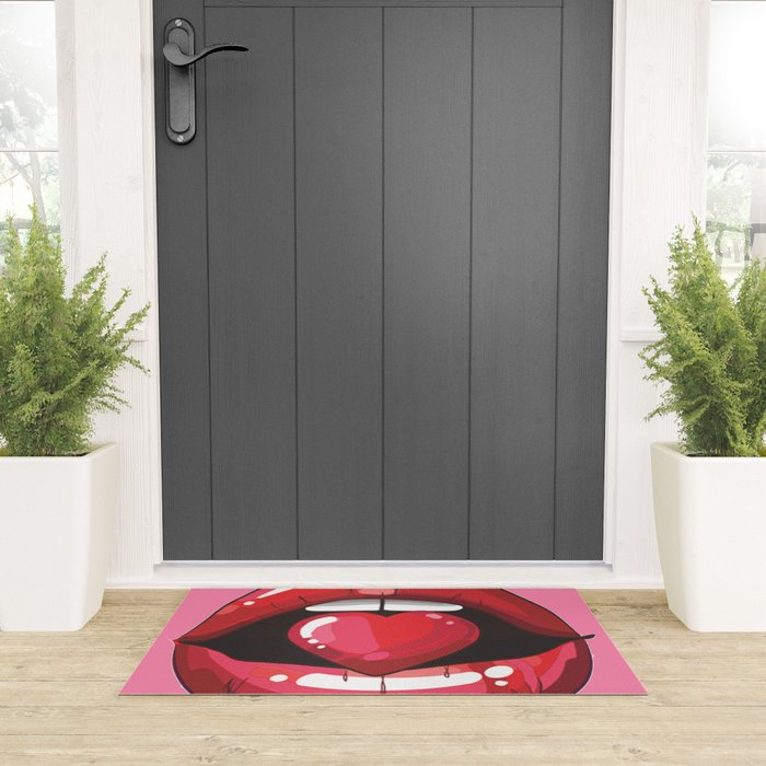 Red Lips with Heart Welcome Mat Gallery Image 3