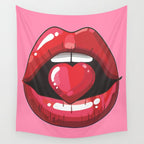 Red Lips with Heart Wall Tapestry Gallery Image 4
